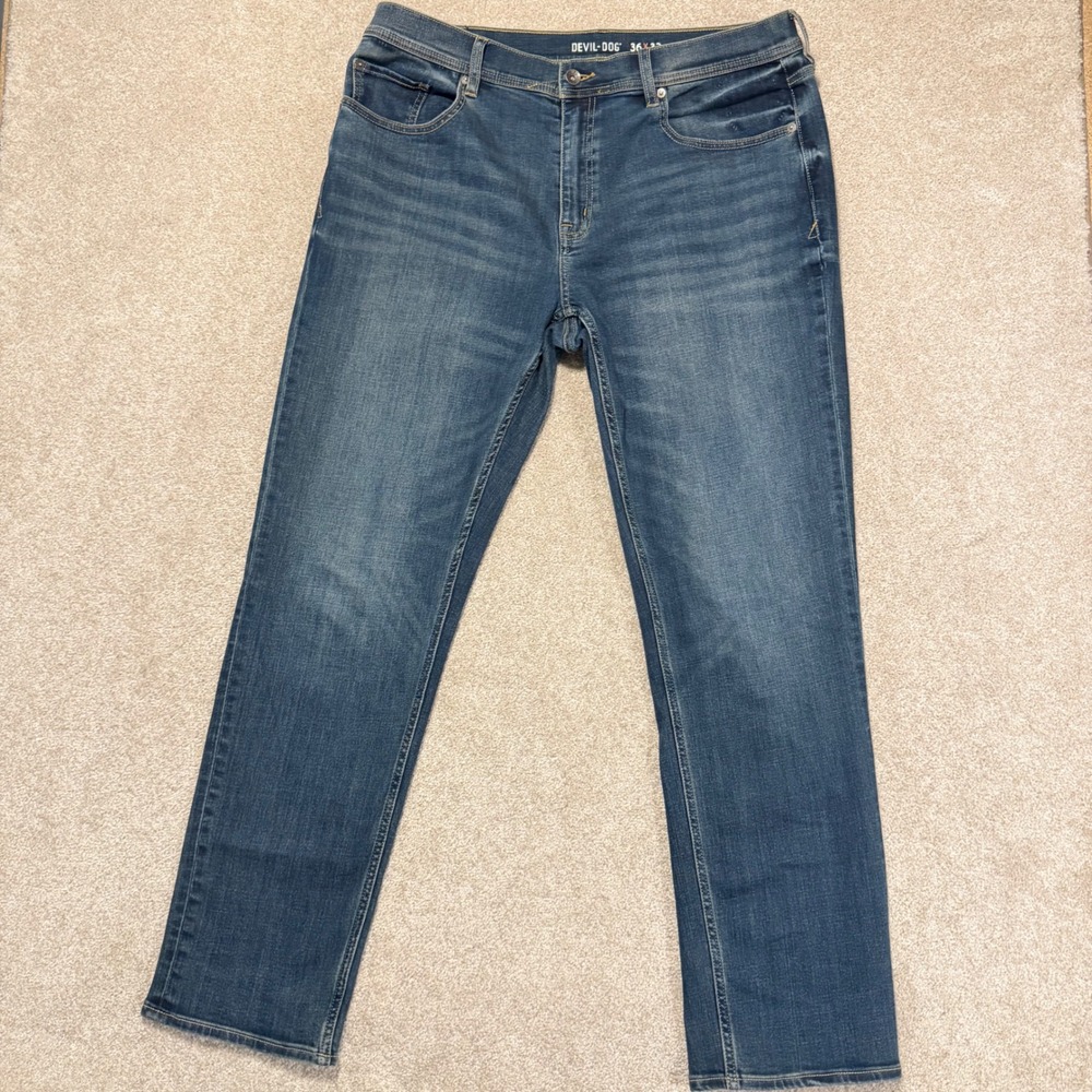 Devil-Dog Dungarees Athletic Jeans Mens 36x32 Blue DD5001 Straight Leg Denim